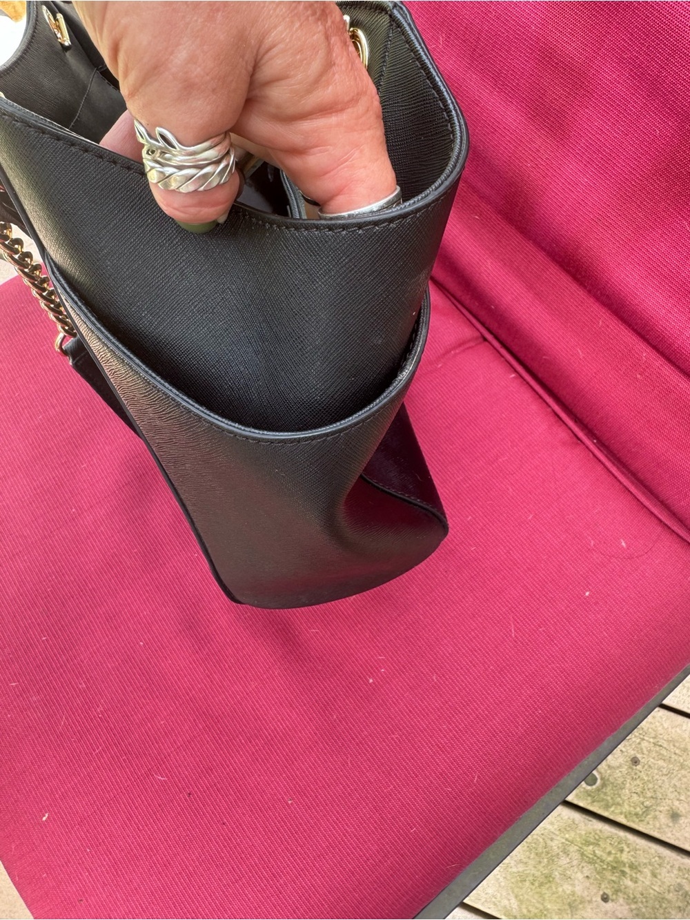 Michael Kors Black Saffiano Tote with Gold Hardware - Picture 4 of 5